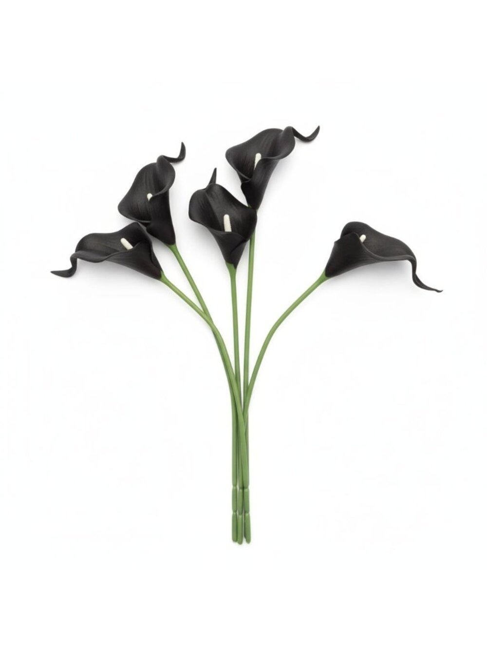 Black Calla Lily Artificial Flowers Set of 5 Stems Gothic Modern Decor